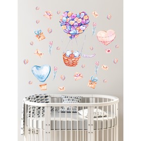 Интерьерные наклейки "Воздушные шары Love" 31х85 см персиковый