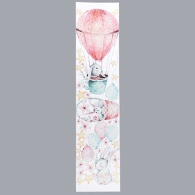 Интерьерные наклейки "Зайчики на воздушном шаре" 32х128 см розовый