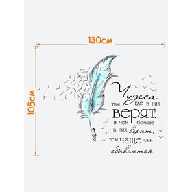 Интерьерные наклейки "Перышко" 38х130 см голубой