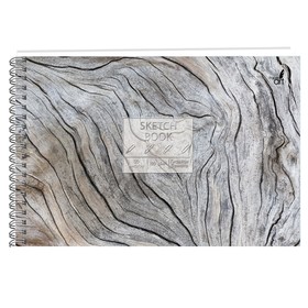 Скетчбук А5+, 30 листов на гребне "Древесные текстуры", твёрдая обложка, глянцевая ламинация, тиснение, блок 180г/м2