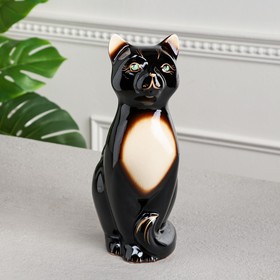 Копилка "Кот сидячий", чёрная, покрытие глазурь, керамика, 30 см