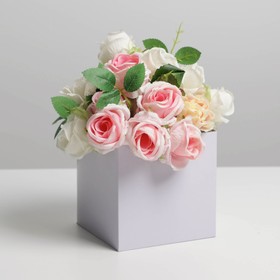 Коробка для цветов с PVC крышкой, сиреневая, 12 х 12 х 12 см