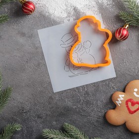 Форма для вырезания печенья и трафарет «Снеговик», 8×10 см, цвет оранжевый