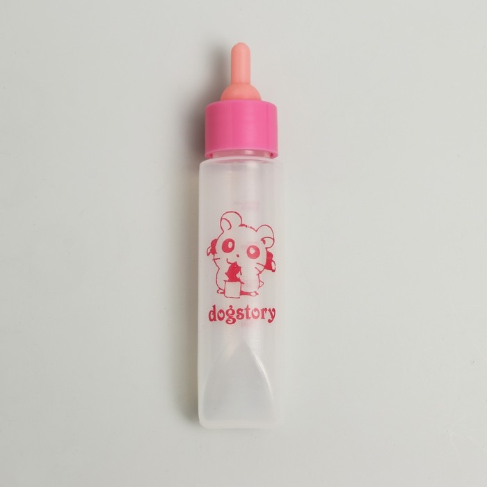 Бутылочка для вскармливания грызунов 30 мл с силиконовой соской (короткий носик), розовая - фото 800343878