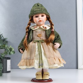 Кукла коллекционная керамика "Василиса в бежевом платье, зелёном жакете" 30 см в Донецке