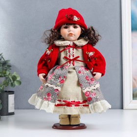 Кукла коллекционная керамика ′Лиза в платье с цветами, в красном жакете′ 30 см в Донецке