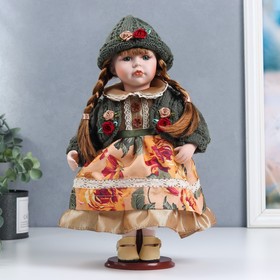 Кукла коллекционная керамика "Даша в платье с цветами, в зеленой кофточке" 30 см в Донецке