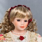 Кукла коллекционная керамика "Алла в платье с цветами, и бордовым бантом, с корзиной" 40 см   626094 - фото 800344403