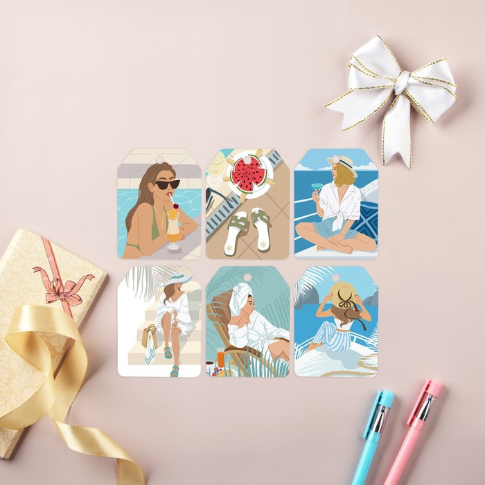 Набор из 6 шильдиков на подарки «Летние воспоминания», 16 × 24 см