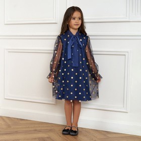 Платье детское нарядное KAFTAN горошек, рост 98-104, синий