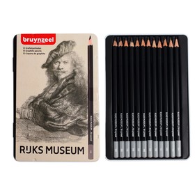 Карандаши цветные Bruynzeel "Автопортрет" Рембрандт, 12 цветов чернографитные, в металлической коробке