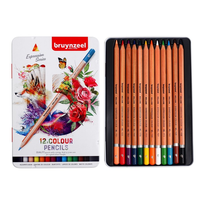 Карандаши цветные Bruynzeel Expression Colour, 12 цветов, в металлической коробке