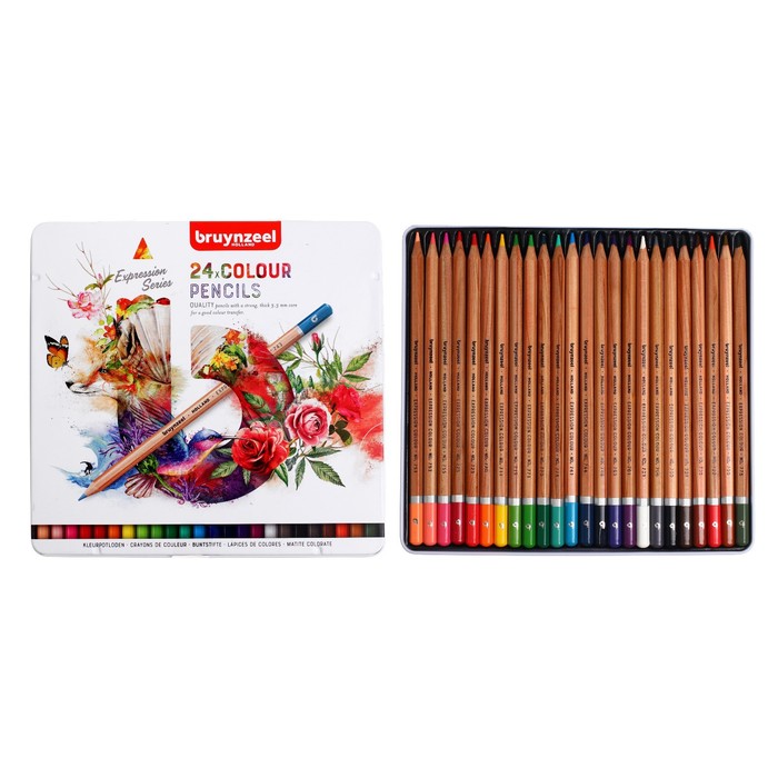 Карандаши цветные Bruynzeel Expression Colour, 24 цвета, в металлической коробке