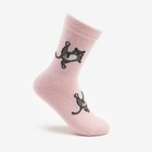 Носки женские шерстяные «Кот», цвет розовый, размер 23-25 (36-40) - фото 3992581