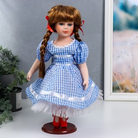 Кукла коллекционная керамика ′Мила в синем платье в мелкую клетку′ 40 см в Донецке