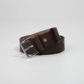 Women's belt, 3,5 cm width, screw, metal buckle, brown color