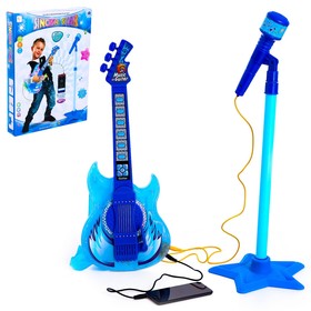 Игрушка музыкальная «Гитара рок-н-ролл», с микрофоном, звуковые эффекты, свет синий