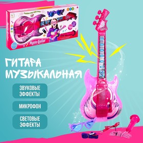 Игрушка музыкальная гитара «Играй и пой», с микрофоном, звуковые эффекты, цвет розовый в Донецке