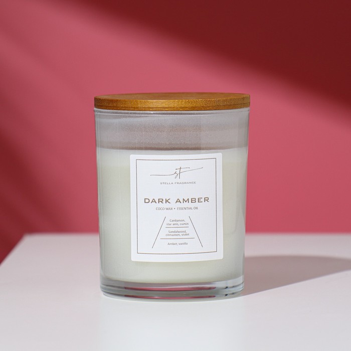 Свеча ароматическая в стакане Stella Fragrance "DARK AMBER", 180 мл - фото 3988680