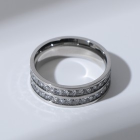Кольцо "Прелесть" две дорожки, цвет белый в серебре, размер 16