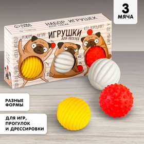 Набор мячей для собак «Хороший мопс», 3 мяча