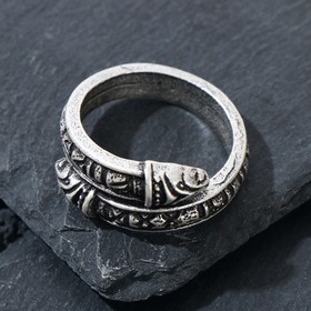 Кольцо "Руны" символика, цвет чернёное серебро, безразмерное