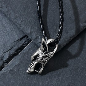 Кулон-оберег "Волк" объёмный, цвет чернёное серебро, 50см