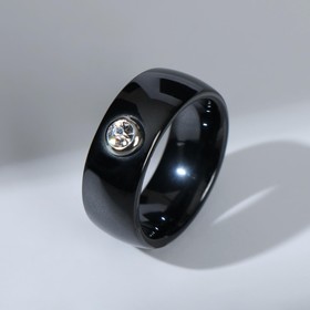 Кольцо керамика "Страза", цвет чёрно-белый в серебре, 16,5 размер