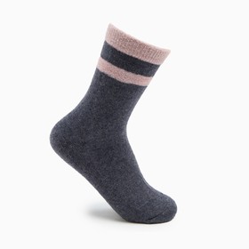 Носки женские шерстяные, цвет тёмно-серый/розовый, р-р 23-25 (р-р обуви 36-40)