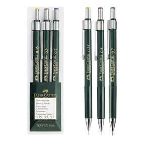 Набор карандашей механических Faber-Castell TK-Fine 97, HB, 0,35/0,5/0,7 мм, в пластиковой упаковке c европодвесом