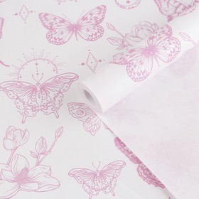 Бумага крафт белый «Бабочки», 0,68 x 8 м