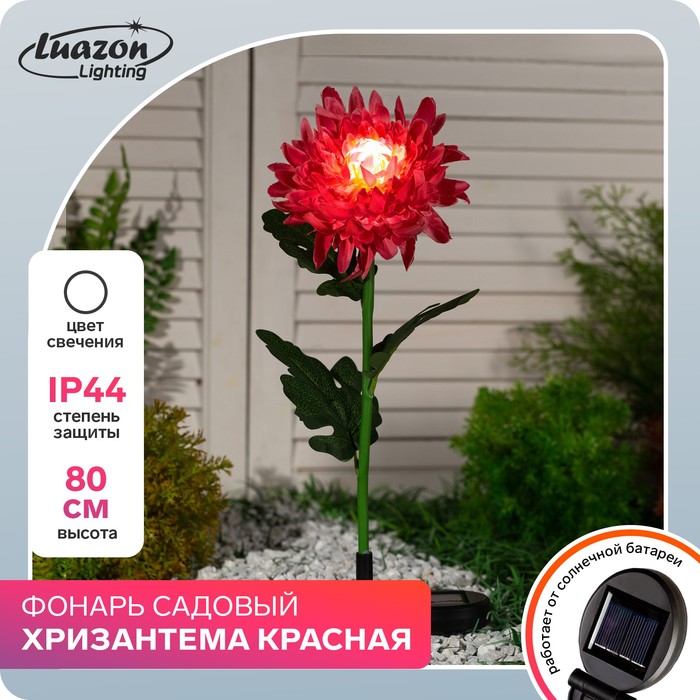 {{photo.Alt || photo.Description || 'Фонарь садовый на солнечной батарее &quot;Хризантема красная&quot; 80 см, 1 LED, БЕЛЫЙ'}}