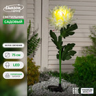 Садовый светильник на солнечной батарее «Хризантема белая», 75 см, 1 LED, свечение белое - фото 5315155