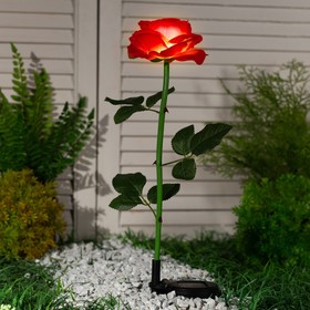 Фонарь садовый на солнечной батарее "Роза розовая" 75 см, 1 LED, БЕЛЫЙ