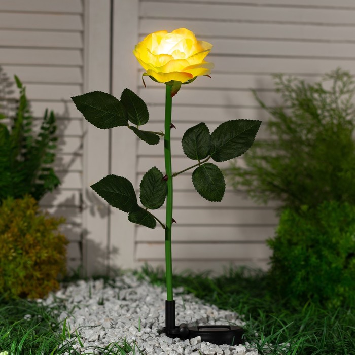 Фонарь садовый на солнечной батарее "Роза белая" 75 см, 1 LED, БЕЛЫЙ - фото 3585590