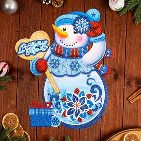 Плакат фигурный  "С Новым Годом!" снеговик, 45 х 37 см