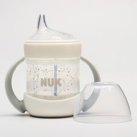 NUK Nature Sense Обуч.бутылочка из ПП с насадкой из силикона и инд.темп.,150 мл - белая