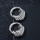 Серьги металл "Геометрия" намотка колец, цвет серебро - фото 3676374