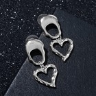 Серьги "Сердца" с овалами, цвет серебро - фото 3676492