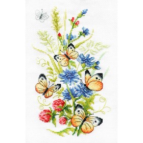 Набор для вышивки счётным крестом «Цикорий и бабочки», 15×25 см