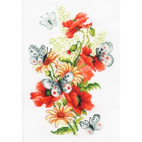 Набор для вышивки счётным крестом «Маки и бабочки», 17×26 см