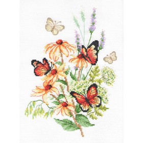 Набор для вышивки счётным крестом «Эхинацея и бабочки», 18×25 см