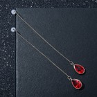 Серьги висячие "Цепочки" капля в огранке, цвет красный в серебре - фото 6798210