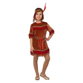 Карнавальный костюм "Индианка", платье, головной убор, р.32, рост 128 см в Донецке
