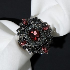 Кольцо для платка "Императрица", цветное в чернёном серебре