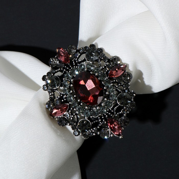 Кольцо для платка "Императрица", цветное в чернёном серебре - фото 3684316