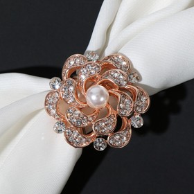 Кольцо для платка "Цветок" капли, цвет белый в розовом золоте