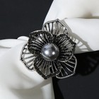 Кольцо для платка "Цветок" двухслойный, цвет серый в чернёном серебре - фото 6814119