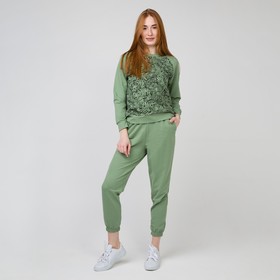 Комплект (свитшот,брюки) женский, цвет зелёный, размер 44