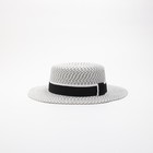 Шляпа женская MINAKU с чёрной лентой, цвет белый, p-p 56-58